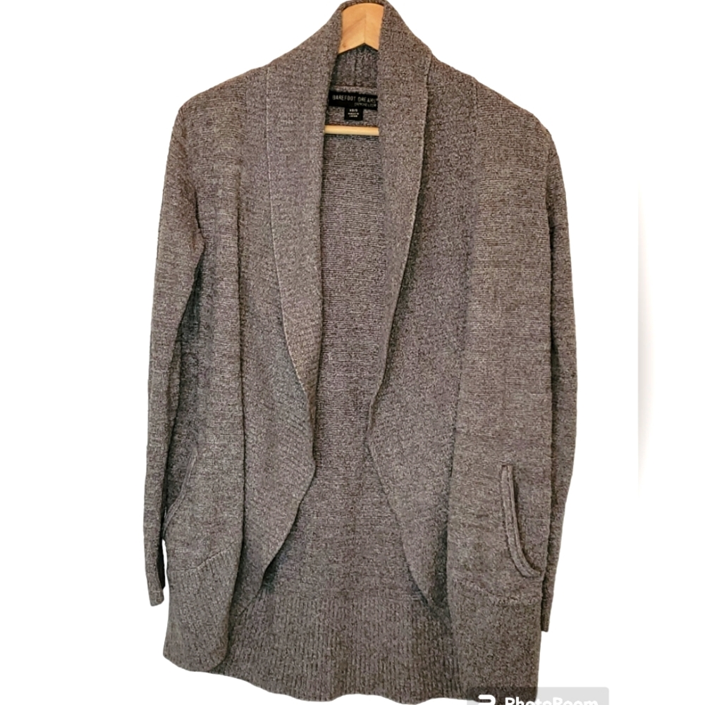 Barefoot Dreams CozyChic Lite Circle Cocoa Pearl Open Front Cardigan Size XS/S